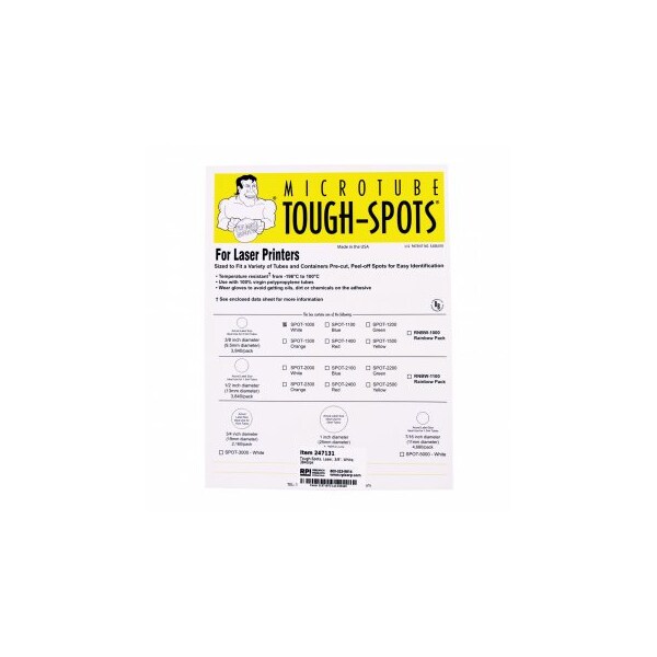 Tough-Spots, Laser, 3/8", White, 3840/pk, 3840PK